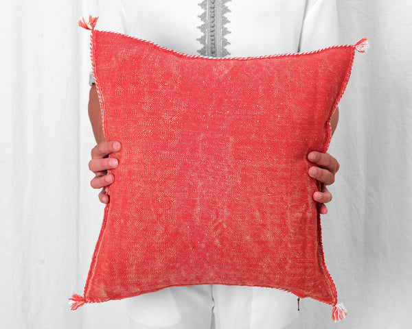 Cactus Silk Moroccan Sabra Pillow Throw, Imperial Red - Square 18"x18" (CTS-Z141)