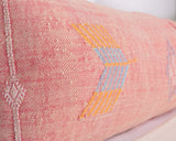 Cactus Silk Moroccan Sabra Lumbar Throw with Design, Watermelon Pink - Rectangle 12x47" (CTS-J07)