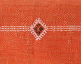 Cactus Silk Moroccan Sabra Lumbar Throw with Fringe, Tangerine Orange - Rectangle 12"x47"  (CTS-K26)