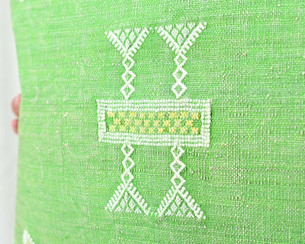Cactus Silk Moroccan Sabra Pillow Throw, Shamrock Green - Square 22"x22" (CTS-M127)