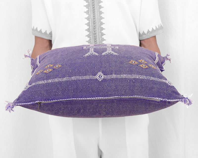 Cactus Silk Moroccan Sabra Pillow Throw, Violet Purple - Square 20"x20" (CTS-P103)
