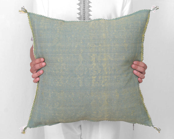 Cactus Silk Moroccan Sabra Pillow Throw, Apple Green - Square 20"x20" (CTS-P110)