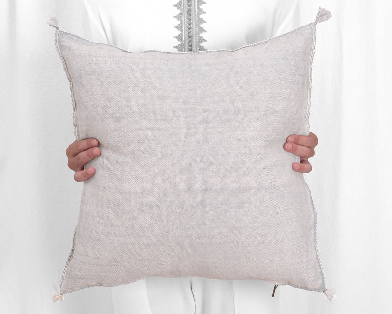 Cactus Silk Moroccan Sabra Pillow Throw, Light Gray - Square 20"x20" (CTS-P118)