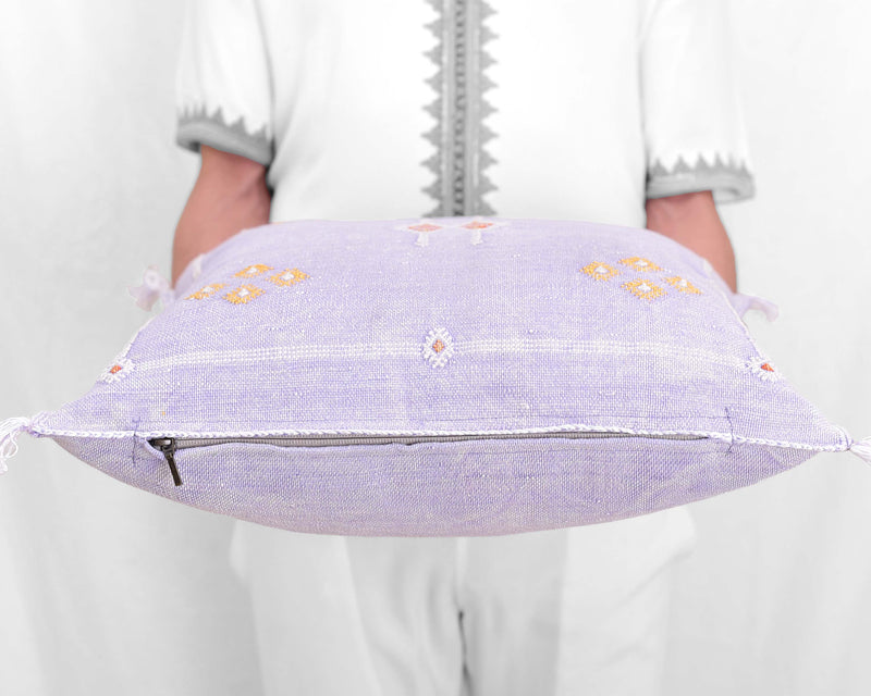 Cactus Silk Moroccan Sabra Pillow Throw, Lilac Purple - Square 20"x20" (CTS-P129)