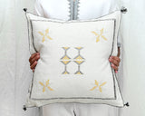 Cactus Silk Moroccan Sabra Pillow Throw, Natural White - Square 20"x20" 