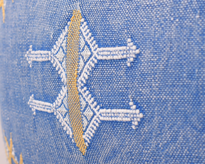 Cactus Silk Moroccan Sabra Lumbar Throw, Denim Blue - Rectangle 13"x21" (CTS-S119)