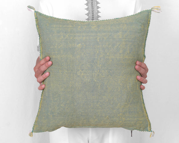 Cactus Silk Moroccan Sabra Pillow Throw, Apple Green - Square 18"x18" (CTS-Z111)