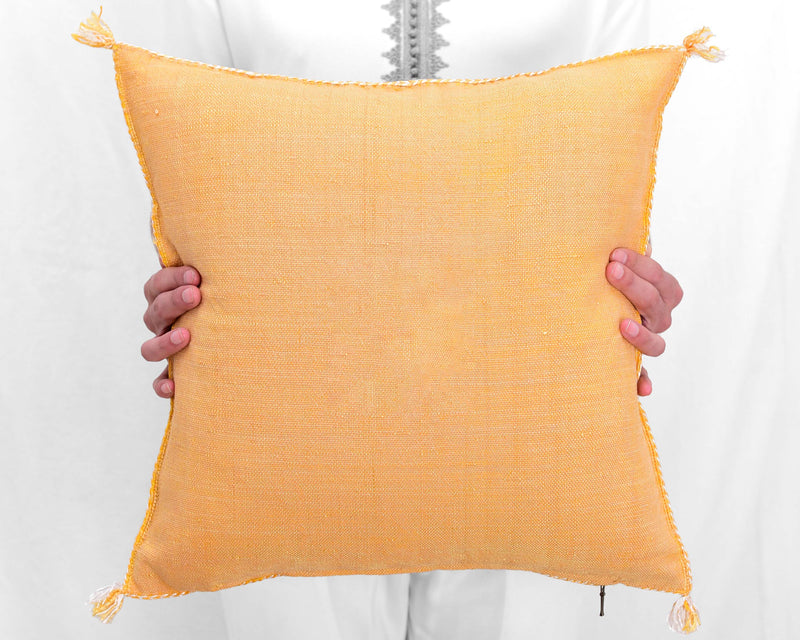 Cactus Silk Moroccan Sabra Pillow Throw, Mustard Yellow - Square 18"x18" (CTS-Z127)