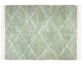 Green Beni Rug, Moroccan Wool Rug, Sustainable Rug