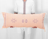 Cactus Silk Moroccan Sabra Lumbar Throw, Light Pink - Rectangle 14"x36" 