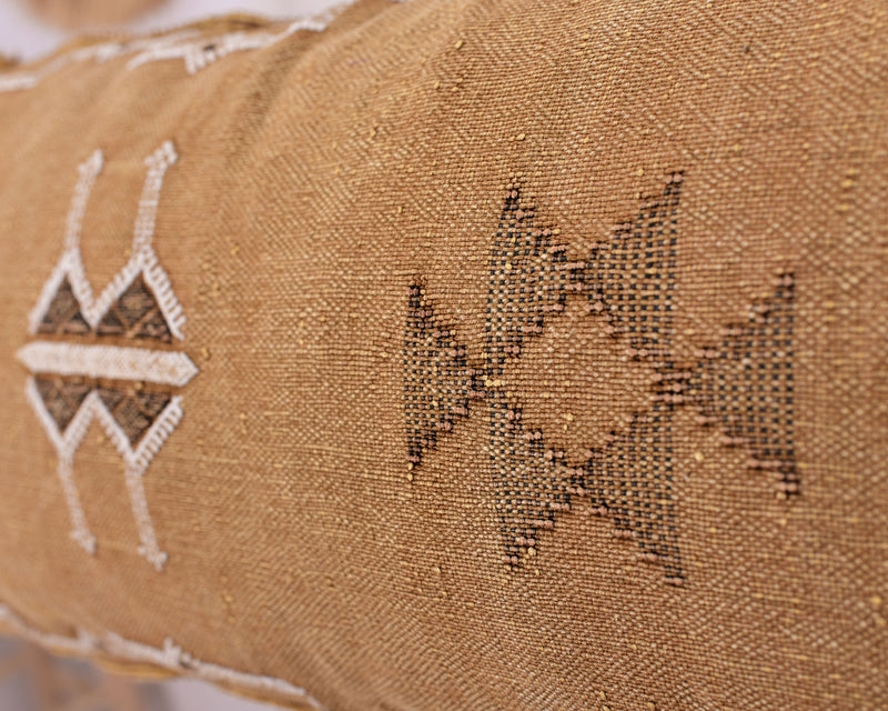 Cactus Silk Moroccan Sabra Lumbar Throw, Desert Camel - Rectangle 14"x36" (CTS-A154)