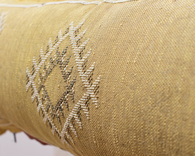 Cactus Silk Moroccan Sabra Lumbar Throw, Khaki Gold - Rectangle 14"x36" (CTS-A166)