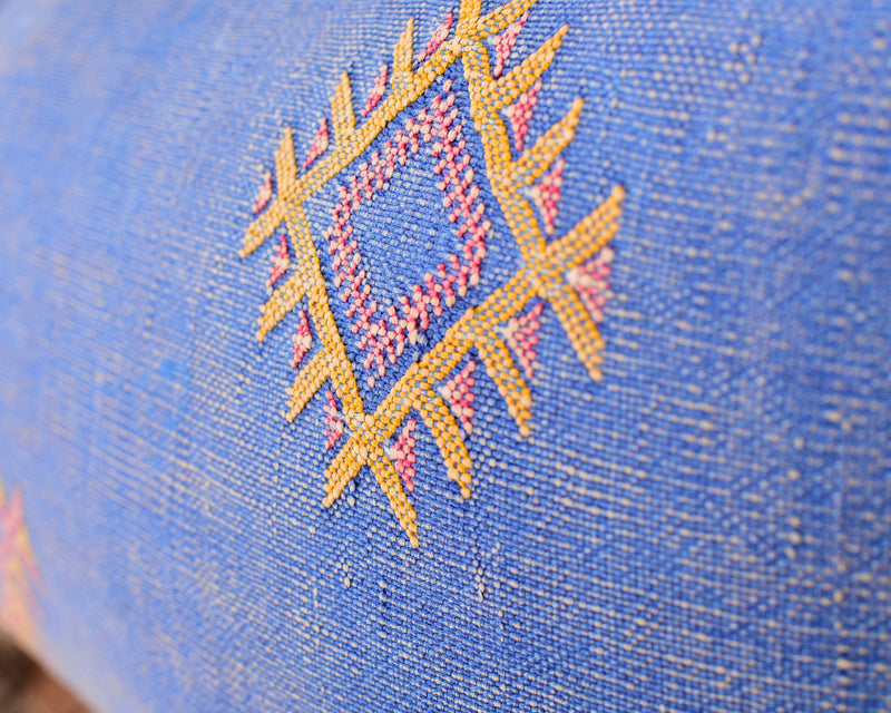 Cactus Silk Moroccan Sabra Lumbar Throw, Ceruleane Blue - Rectangle 20"x40" (CTS-L133)