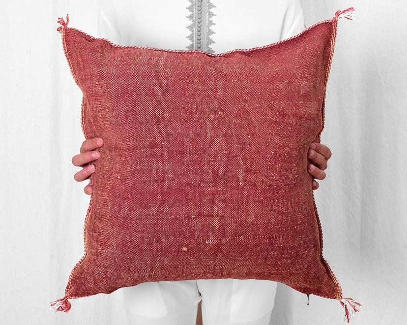 Cactus Silk Moroccan Sabra Pillow Throw, Rust - Square 22"x22" (CTS-M130)