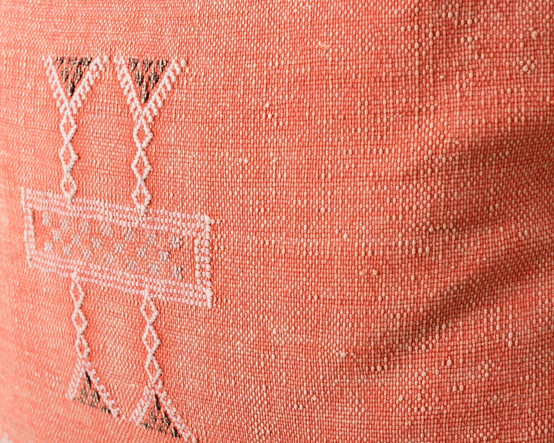 Cactus Silk Moroccan Sabra Pillow Throw, Tangerine Orange - Square 22"x22" (CTS-M131)