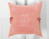 Cactus Silk Moroccan Sabra Pillow Throw, Peach - Square 22"x22" 