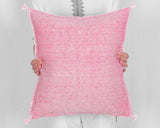 Moroccan Cactus Silk Pillow, Light Pink Sabra Silk Pillow, 20"x20" Berber Pillow (CTS-P06)