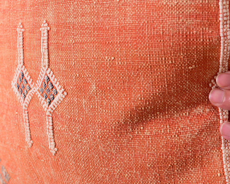 Cactus Silk Moroccan Sabra Pillow Throw, Tangerine Orange - Square 20"x20" (CTS-P141)