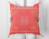 Cactus Silk Moroccan Sabra Pillow Throw, Light Red - Square 20"x20" (CTS-P142)