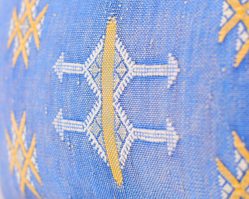 Cactus Silk Moroccan Sabra Lumbar Throw, Olympic Blue - Rectangle 13"x21" (CTS-S138)