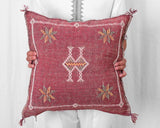 Cactus Silk Moroccan Sabra Pillow Throw, Rust Red - Square 18"x18" (CTS-Z138)