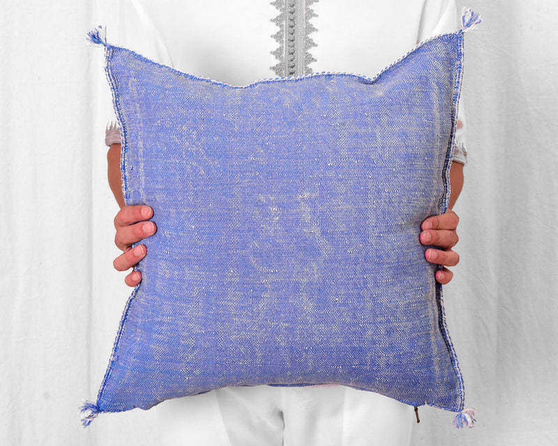 Cactus Silk Moroccan Sabra Pillow Throw, Cerulean Blue - Square 18"x18" (CTS-Z139)