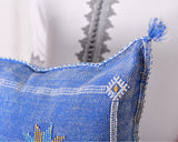 Cactus Silk Moroccan Sabra Pillow Throw, Cerulean Blue - Square 18"x18" (CTS-Z139)