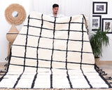 Moroccan Rug for Bedroom, Beni Ourain Carpet, Black White Rug