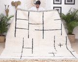 Beni Ourain Moroccan Rug, White Wool Rug, Rug 8x10