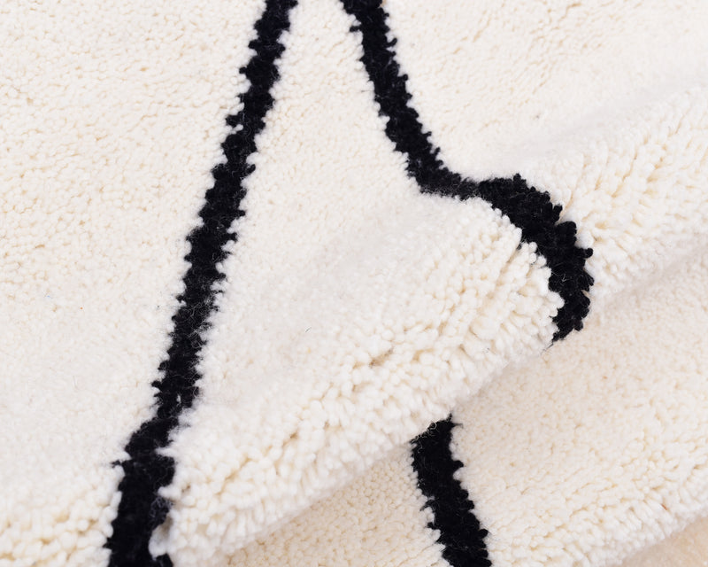 White and Black Moroccan Rug, Moroccan White and Black Rug, White Rugs for Living Room