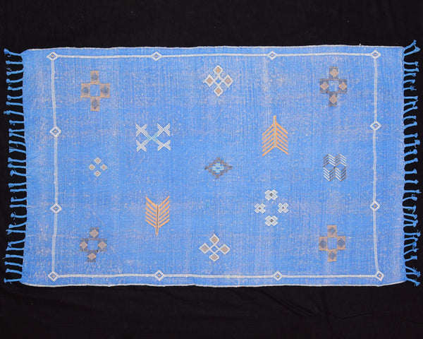 Cactus Silk Moroccan Sabra Accent Rug - Cobalt Blue 3'01"x5'00"ft  (RNS-XS070)