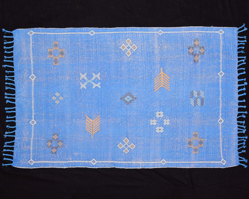 Cactus Silk Moroccan Sabra Accent Rug - Cobalt Blue 3'01"x5'00"ft  (RNS-XS070)
