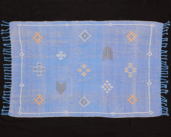 Cactus Silk Moroccan Sabra Accent Rug - Cobalt Blue 3'01"x4'11"ft  (RNS-XS071)