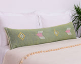 Cactus Silk Moroccan Sabra Lumbar Throw with Design, Pistachio Green - Rectangle 12x47"