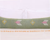 Cactus Silk Moroccan Sabra Lumbar Throw with Design, Pistachio Green - Rectangle 12x47" (CTS-J26)