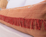 Cactus Silk Moroccan Sabra Lumbar Throw with Fringe, Burnt Orange - Rectangle 12"x47" (CTS-K01)