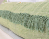 Cactus Silk Moroccan Sabra Lumbar Throw with Fringe, Olive Green - Rectangle 12"x47"  (CTS-K04)