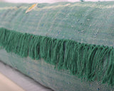 Cactus Silk Moroccan Sabra Lumbar Throw with Fringe, Avocado Green - Rectangle 12"x47"  (CTS-K13)