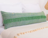 Cactus Silk Moroccan Sabra Lumbar Throw with Fringe, Shamrock Green - Rectangle 12"x47"  