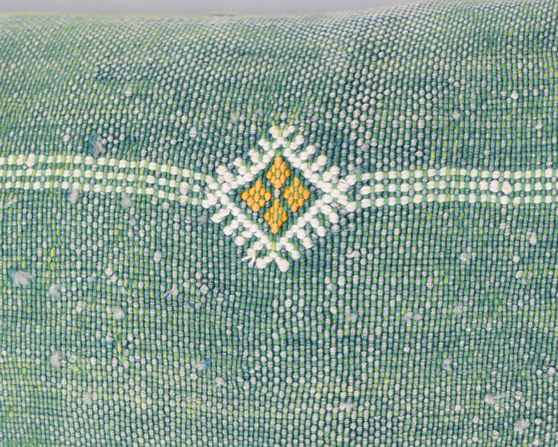 Cactus Silk Moroccan Sabra Lumbar Throw with Fringe, Shamrock Green - Rectangle 12"x47"  (CTS-K17)