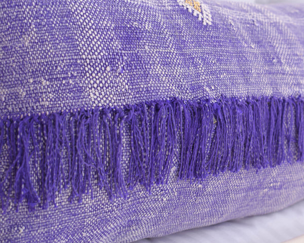 Cactus Silk Moroccan Sabra Lumbar Throw with Fringe, Violet Purple - Rectangle 12"x47"  (CTS-K22)