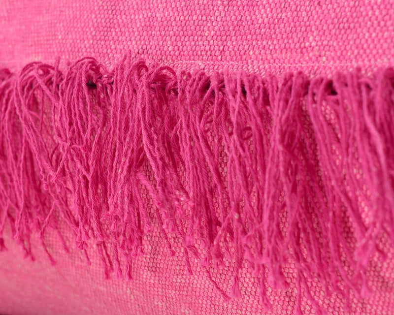 Cactus Silk Moroccan Sabra Lumbar Throw with Fringe, Pink - Rectangle 12"x47"  (CTS-K27)