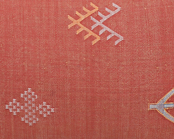 Cactus Silk Moroccan Sabra Lumbar Throw, Crimson Red- Rectangle 20"x40" (CTS-L106)