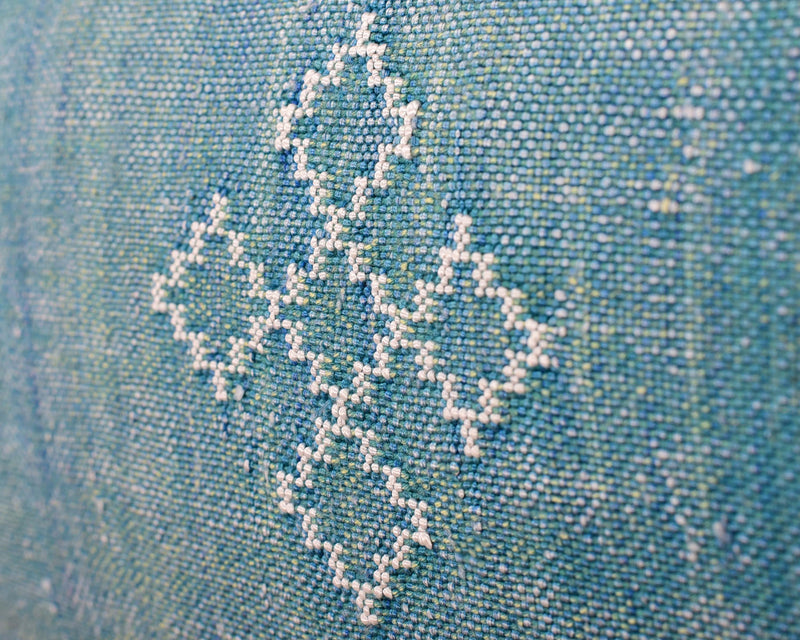 Cactus Silk Moroccan Sabra Lumbar Throw, Teal Blue - Rectangle 20"x40" (CTS-L128)