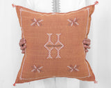 Cactus Silk Moroccan Sabra Pillow Throw, Burnt Orange - Square 22"x22" 