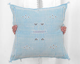 Cactus Silk Moroccan Sabra Pillow Throw, Sky Blue - Square 22"x22"