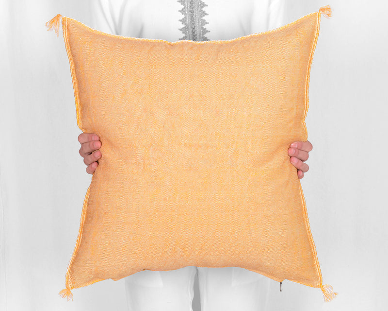 Cactus Silk Moroccan Sabra Pillow Throw, Mustard Yellow - Square 22"x22" (CTS-M110)