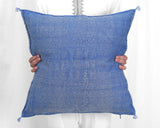 Cactus Silk Moroccan Sabra Pillow Throw, Navy Blue - Square 22"x22" (CTS-M116)