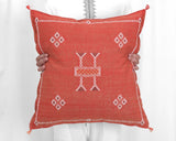 Cactus Silk Moroccan Sabra Pillow Throw, Imperial Red - Square 22"x22" (CTS-M117)