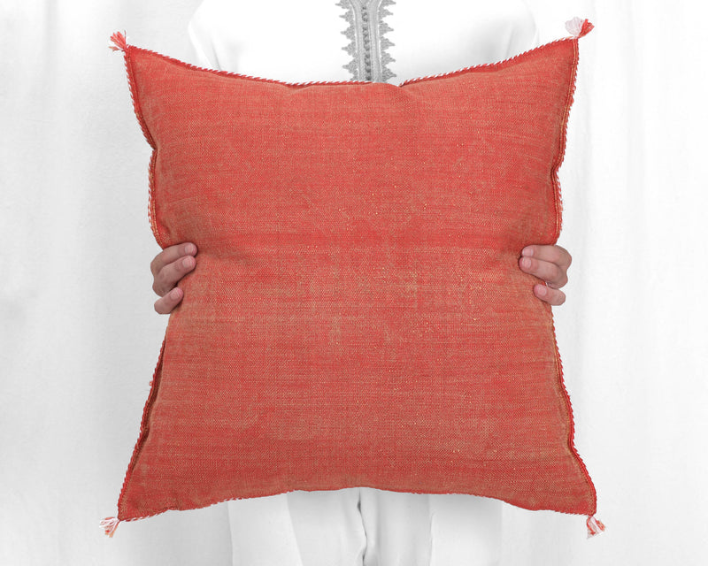 Cactus Silk Moroccan Sabra Pillow Throw, Imperial Red - Square 22"x22" (CTS-M117)